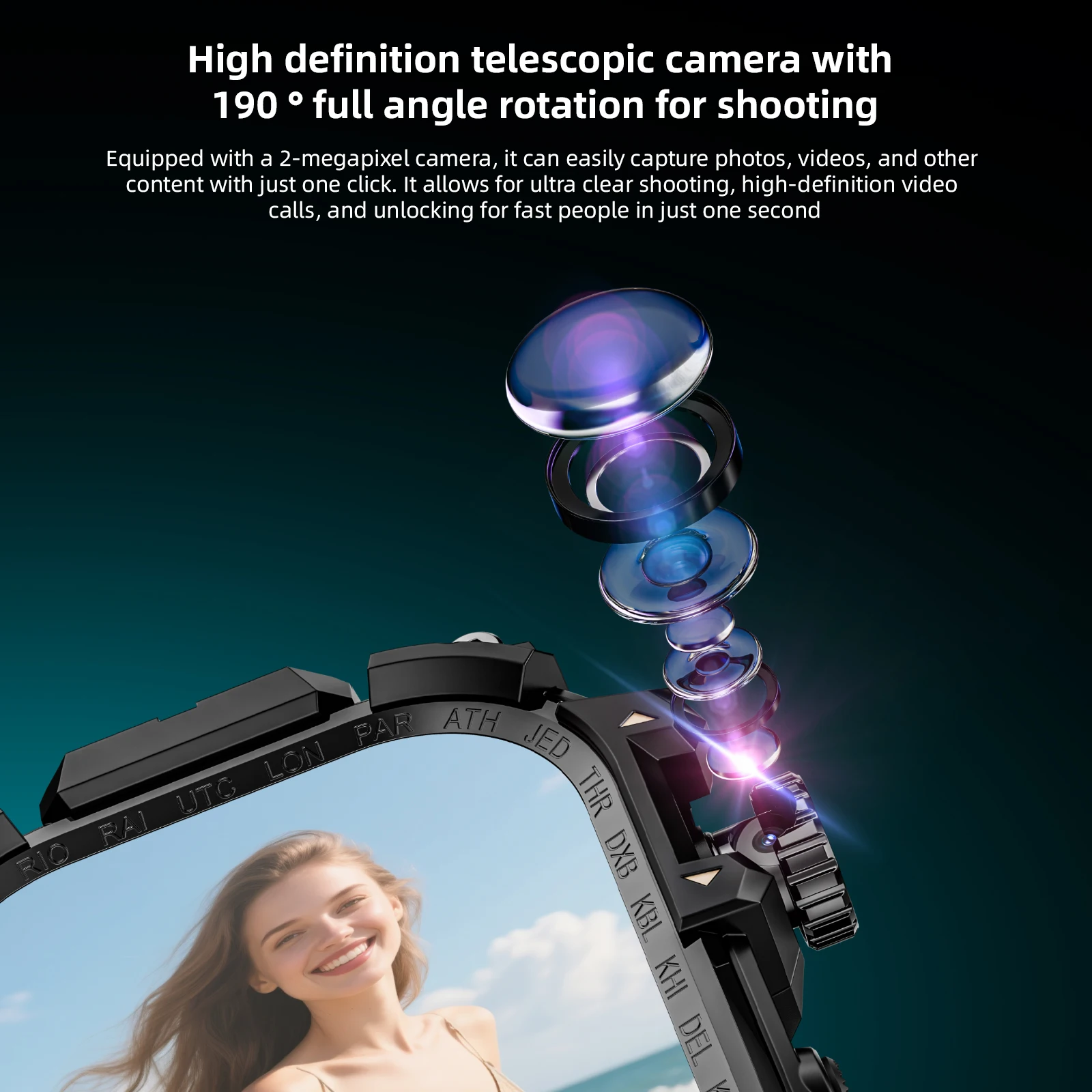Android Smart Watch Phone Amoled Touch Screen Rotating Camera Wifi 4G SIM Card - Image 5