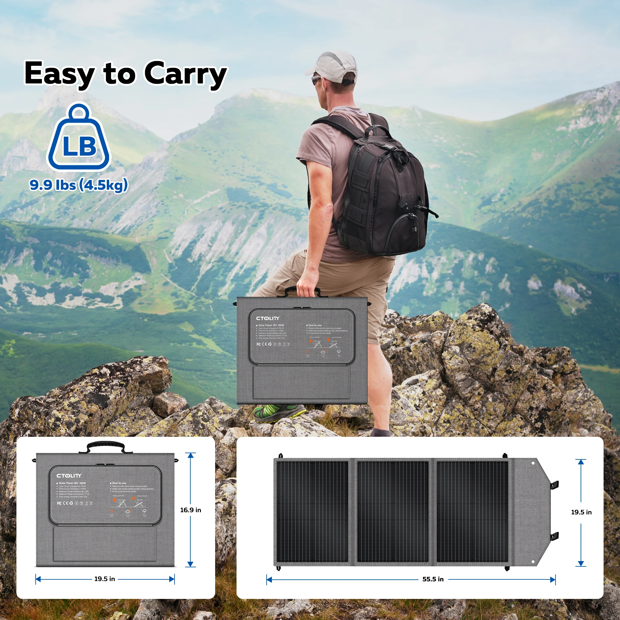 CTOLITY SP100 100W Portable Solar Panel - Image 3