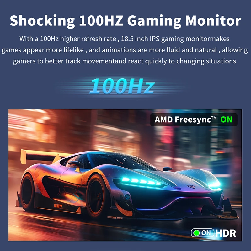 18.5inch 100Hz Portable Monitor With VESA Hole Stand PC Gaming Extended Display Type-C HDMI - Image 3