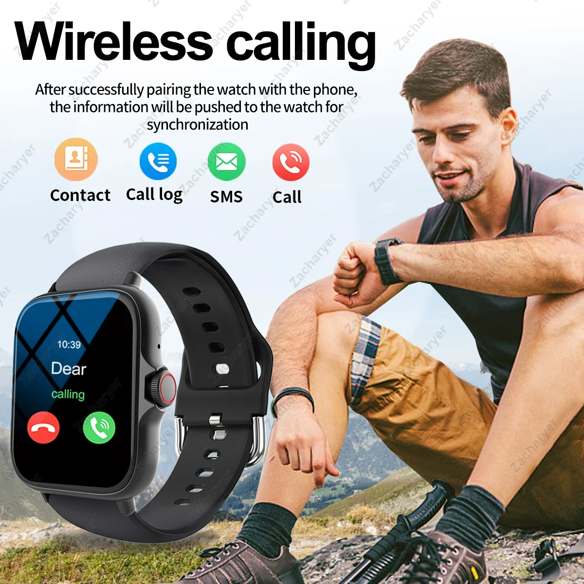 Smart watch, wireless calling/dialing, music control, call reminder and rejection, message reminder - Image 3