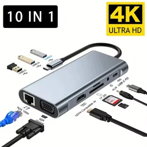 USB‑C 10‑in‑1 Hub with 4K HDMI & PD