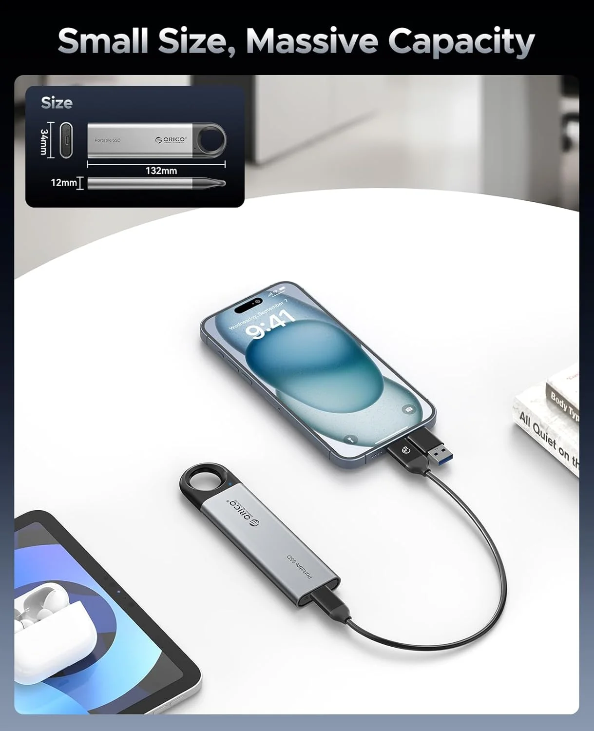 1TB External SSD Up to 1050MB/S Hanging Hole Design Portable Solid State Drive Storage PSSD - Image 4