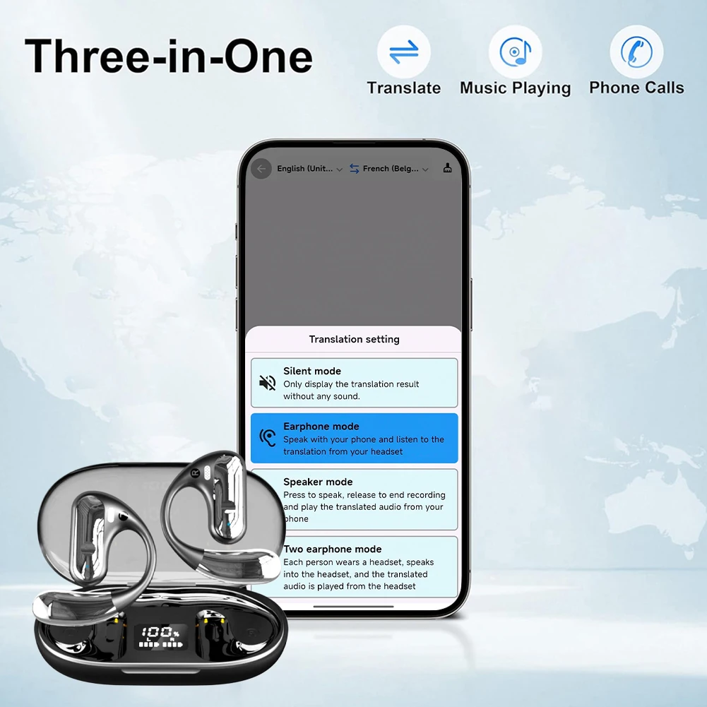 144 Languages AI Translator Earbuds Bluetooth-Compatible 5.3 Real-Time - Image 5