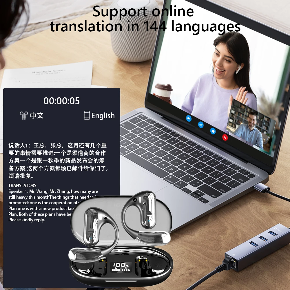144 Languages AI Translator Earbuds Bluetooth-Compatible 5.3 Real-Time - Image 3