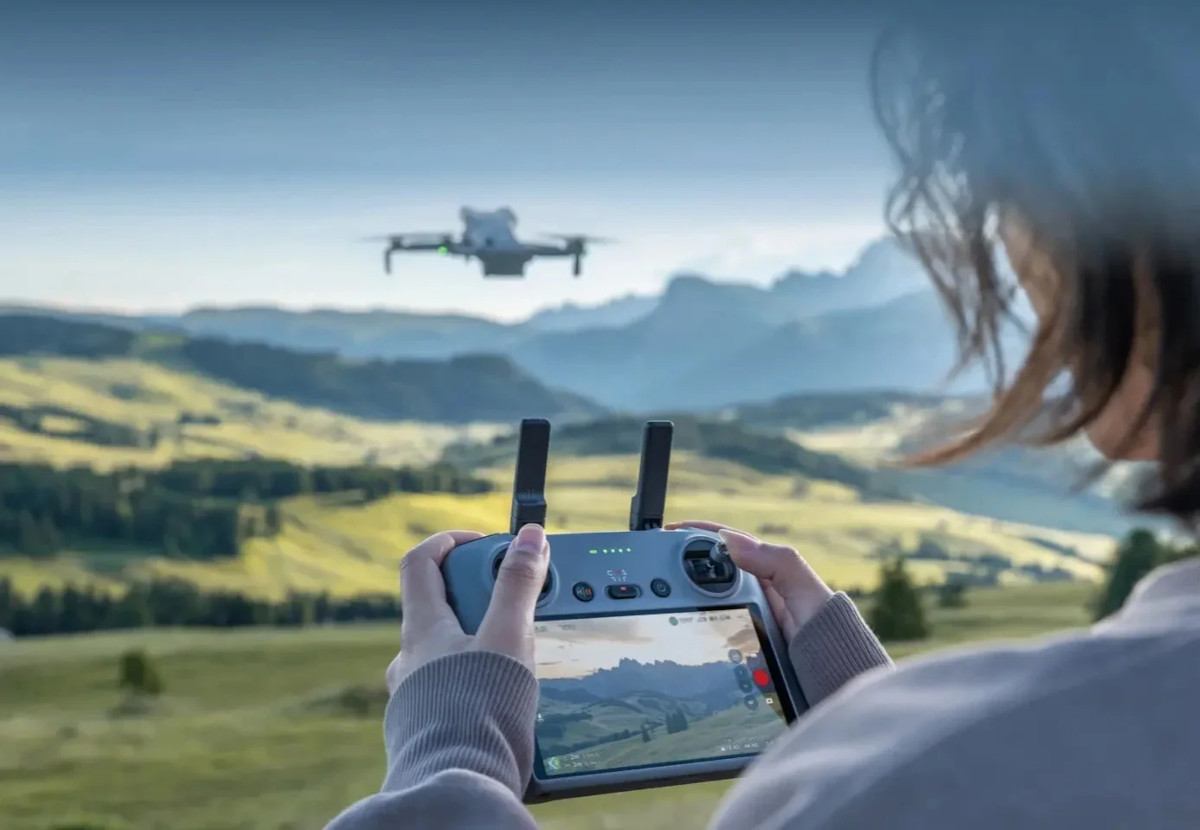 Drone aerial photography captureing landscape over valley